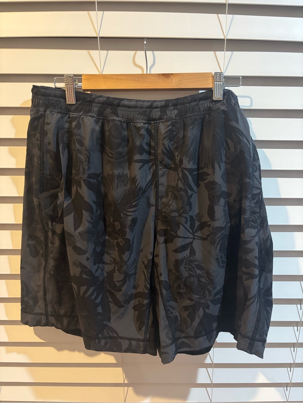 lululemon 9” athletica Men's Black Floral-Print Athletic Shorts